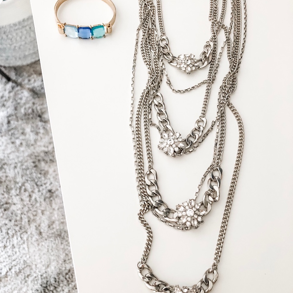 Bebe silver necklace and Bebe gold bracelet